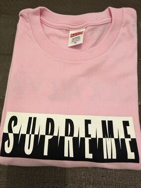 Supreme Pink Tee with Black & White Logo